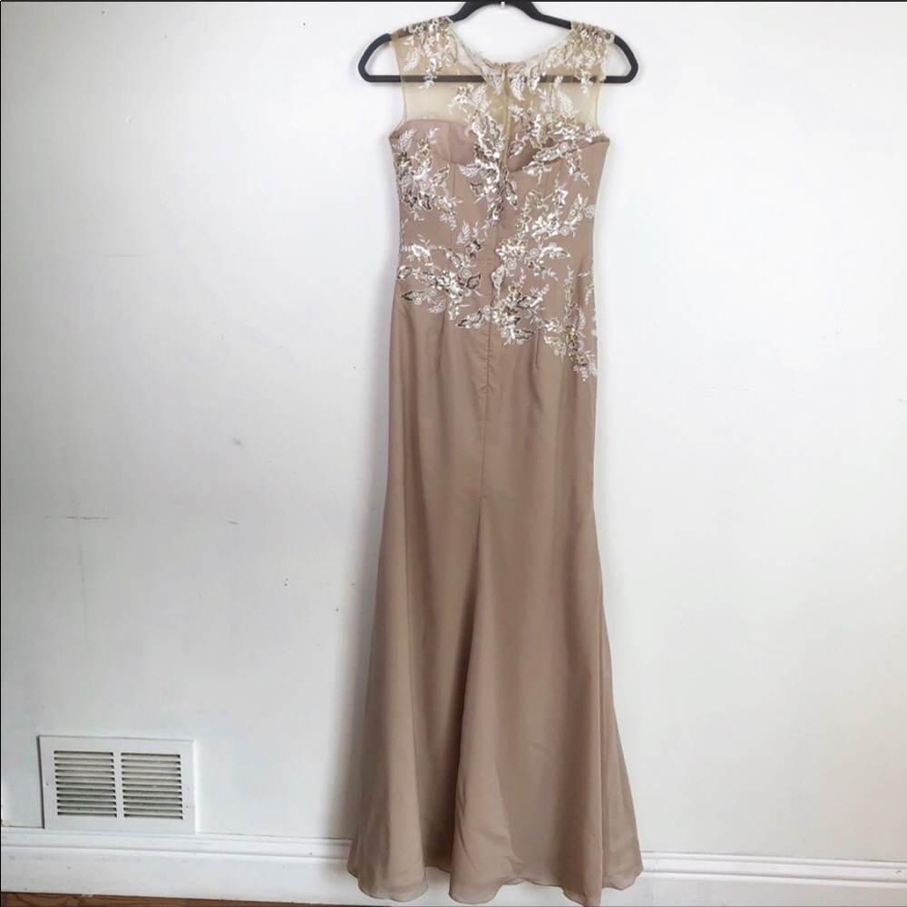 Franssical sequin applique chiffon champagne Gown - Picture 5 of 10